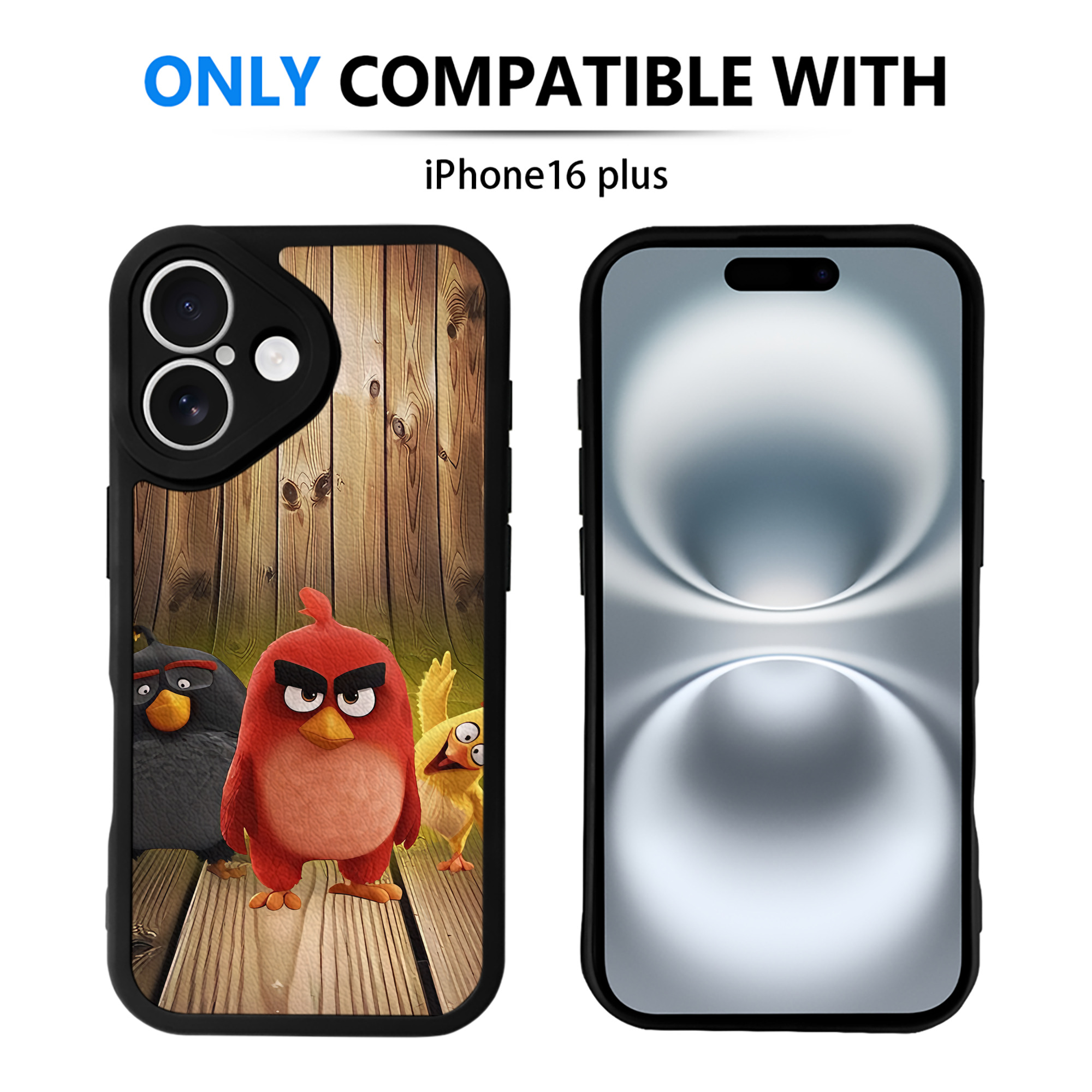 （画像用） Angry Birds アングリーバード 【iPhone 16シリーズ対応】シリコンスマホケース（レザー調） 材質：シリコン